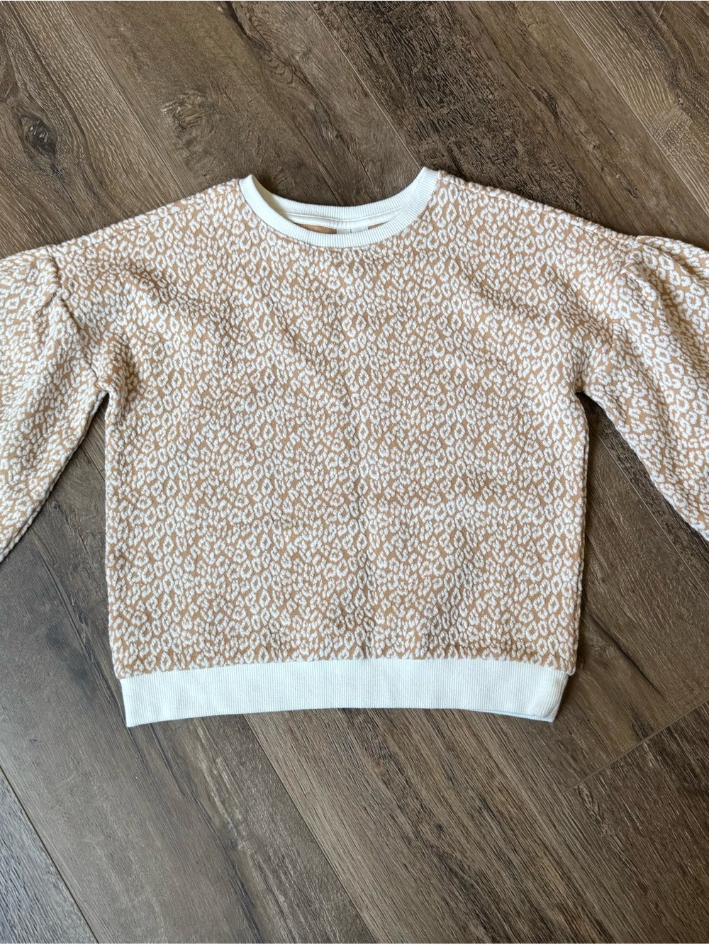 Janie and Jack Cream and Tan Leopard Crewneck Sweater